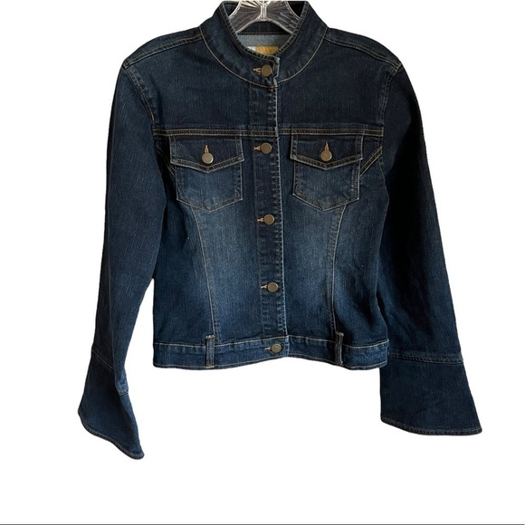 Tulle Flare Sleeve Denim Jacket - Picture 1 of 6